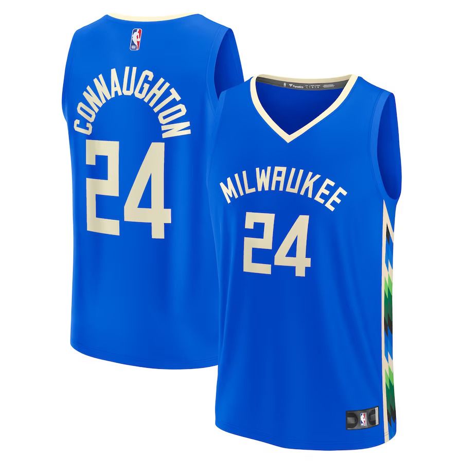 Men Milwaukee Bucks #24 Pat Connaughton Fanatics Branded Royal City Edition 2022-23 Fastbreak NBA Jersey->milwaukee bucks->NBA Jersey